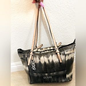 Guess Purse Grey and White Snake Skin Desing with charm